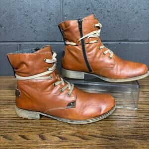Rieker Women’s Brown Lace-Up Ankle Boots Size 41 (US 10)